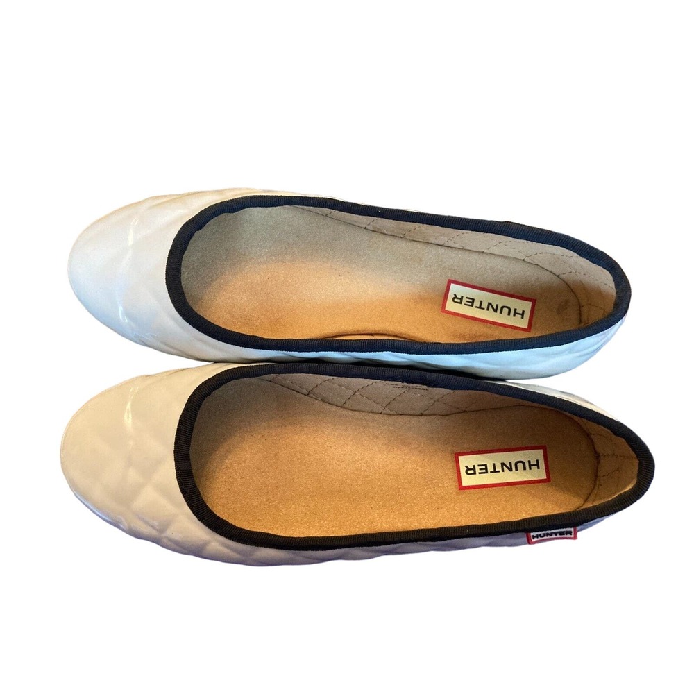 HUNTER Women's Waterproof Original Cream Quilted Ballerina Ballet Flat Size 7